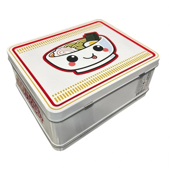 Kawaii Ramen Noodle Bowl Embossed Tin Lunch Box - Collectible